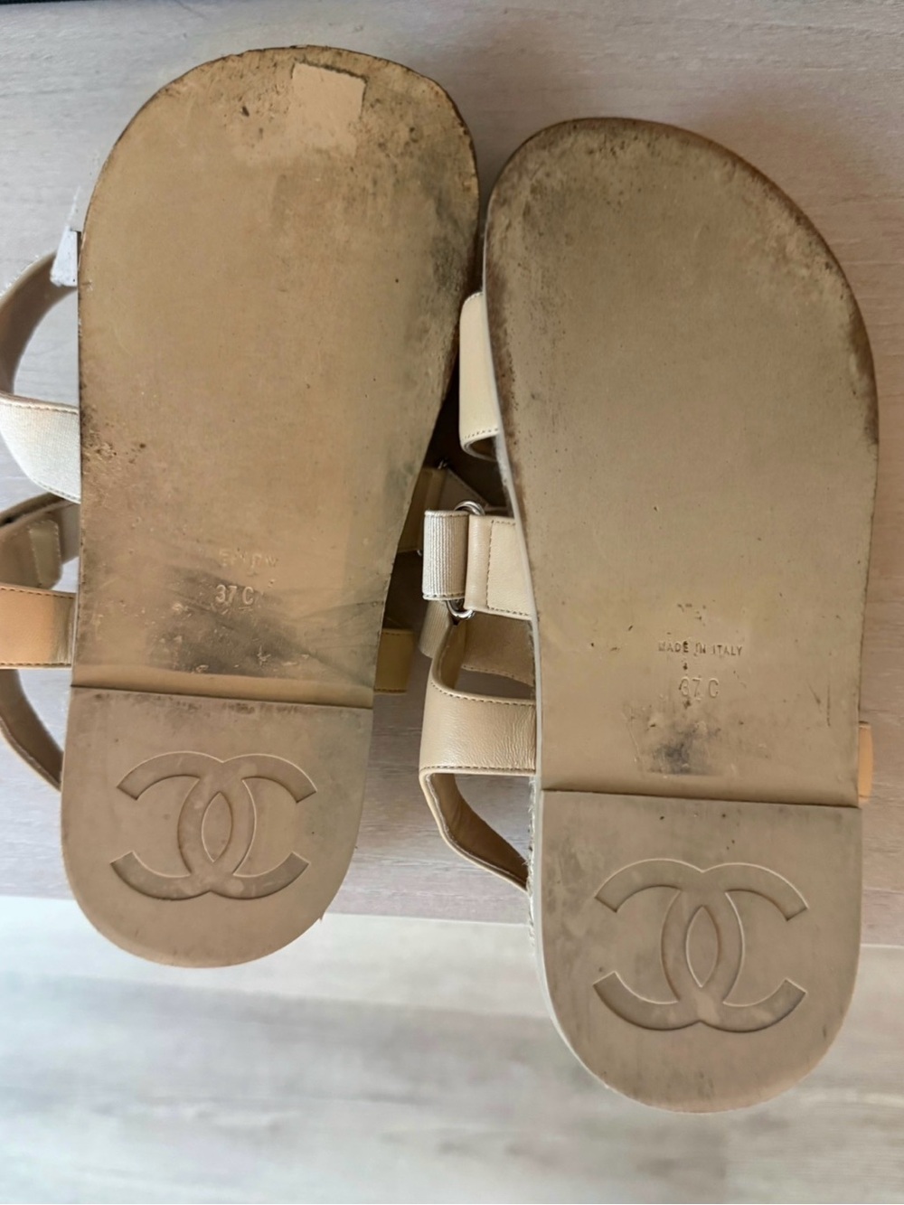 CHANEL Beige Quilted Logo Strap Espadrille Sandals - Picture 4 of 4